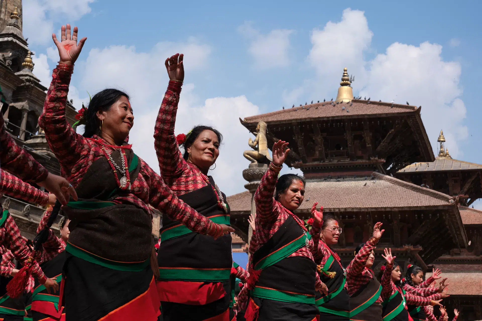 Nepali women dancing in Patan