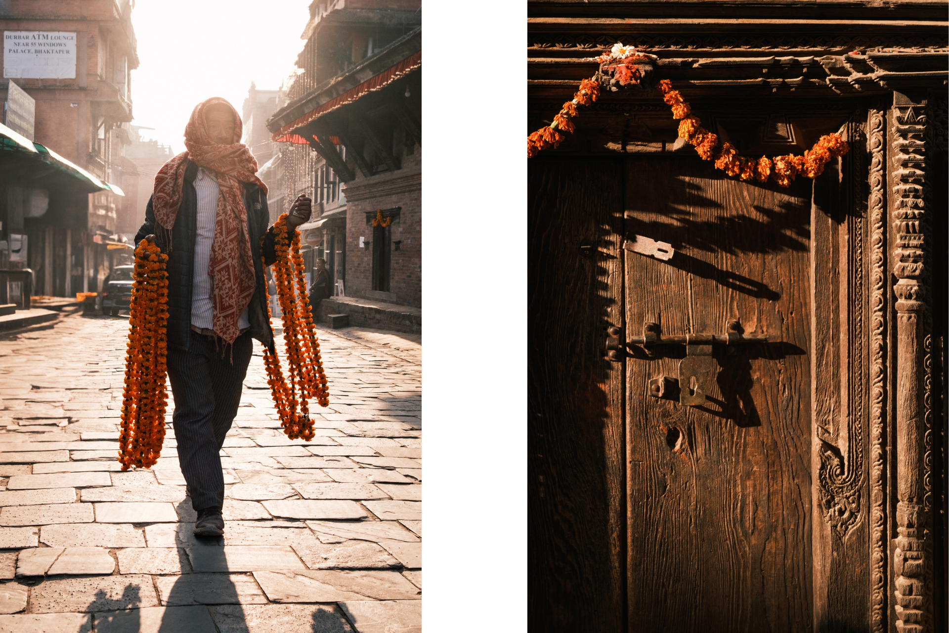 mary golds vendor and on the door during nepal yihar festival